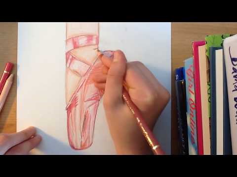 Ballet shoe (Pointe shoe) drawing tutorial // ArtyTigers