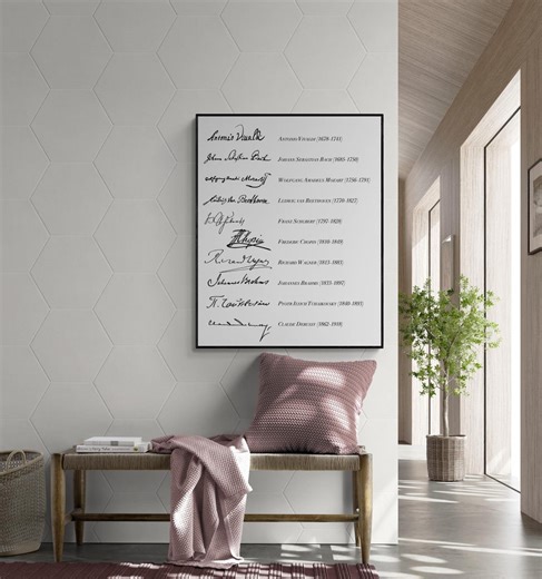 Classical Composers Signature Art Print | Vivaldi, Bach, Mozart, Beethoven, Wagner | Home Decor | Inspirational Music History Wall Poster - Etsy