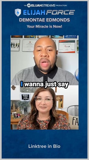 Your Miracle is Now! Watch full episode on Rumble: https://rumble.com/v6ur175-were-in-a-season-of-miracles-demontae-edmonds.html #demontaeedmonds #juliesmith #elijahforce #elijahstreams #christianreels #christianpodcast #christianposts #prophecy #prophetic #identity | ElijahForce