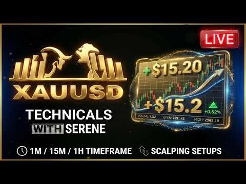 XAUUSD Live TRADING 24/5 | 1 minute Chart (Not Financial Advice)