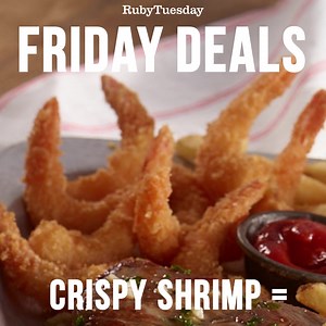 11 reactions · 26 shares | Friday Deals! Lunch - Philly Cheesesteak $8.99 ALL DAY Ribs+Shrimp+Ribeye $23.99 or Fish & Chips for just $9.99. Dine-In, Takeout, Delivery | Ruby Tuesday | Facebook