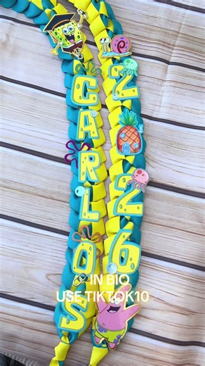 Spongebob Graduation Lei Class of 2026 order yours! We can do any character you would like like check out our link 🔗 in Bio or send us a DM 🙌 #graduationlei #spongebob #graduationgift #seniorgrad #gradlei