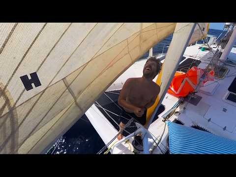 Solo sail back to Thailand. Wrecking my screecher sail