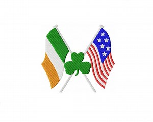 Irish American Flags Machine Embroidery Design St. Patrick's Day Shamrock Pattern Irish Flag USA Flag Crossing Irish Clover Design 3 Sizes - Etsy
