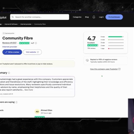 New year, new connection goals.​ YouTuber This Brown Geek shared his experience after 18 months with Community Fibre - and it’s exactly the energy we’re taking into 2026:​ • 'Excellent' rated service on Trustpilot​ • Fast, reliable speeds every day​ • Smooth streaming and gaming​ • The speeds you pay for are the speeds you get​ ​ Switch hassle-free at https://ow.ly/xSpG50XNeaH​ Credit: This Brown Geek' on YouTube, watch the full review here: https://ow.ly/7fSL50XNeaF | Community Fibre