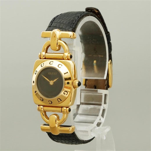 Vintage GUCCI 6300L Horsebit 22mm Gold Black Dial Quartz Women's Watch - Etsy