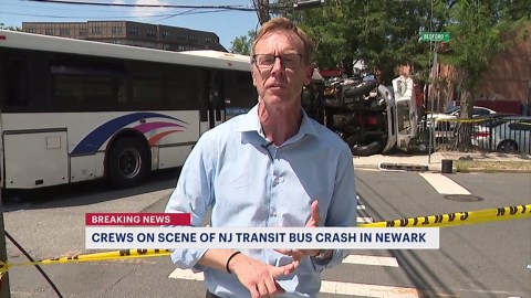 14 injured when NJ Transit bus crashes into PSE&G truck in Newark