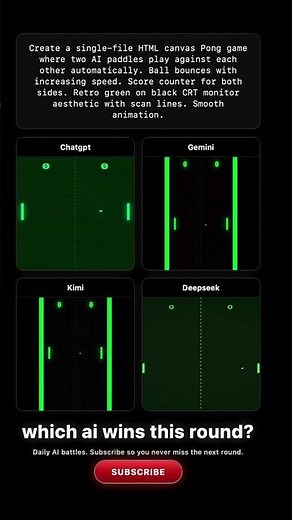 ChatGPT vs Gemini vs Kimi vs DeepSeek: AI Pong Battle #aicoding #geminiai