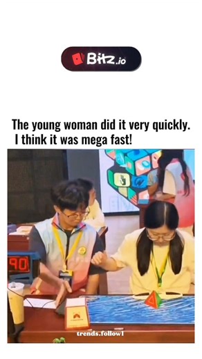 Films | Movies | Tv series on Instagram: "The post shares a 17-second video clip of a young Asian woman speed-solving a Pyraminx puzzle in under 5 seconds during what appears to be a televised competition, captivating viewers with her precision and speed. Authored by Ayu D. Palupi, likely the solver herself given the matching name in related records, it exploded to 1.2 million views and 4,800 likes, with replies expressing shock and comparisons to Rubik's Cube difficulty. This highlights speedcu