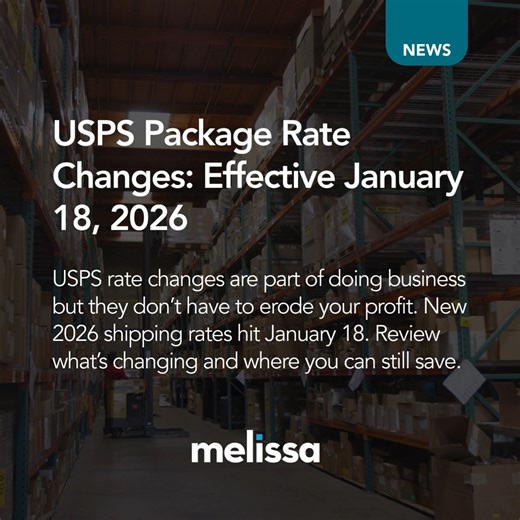  New USPS rate changes take effect January 18, 2026, with increases focused on Ground Advantage™, Priority Mail®, and Priority Mail Express®. Get ahead of the update and protect your margins.  Full breakdown: https://www.stamps.com/article/2026-usps-rate-and-service-changes/ | Melissa Direct | Facebook
