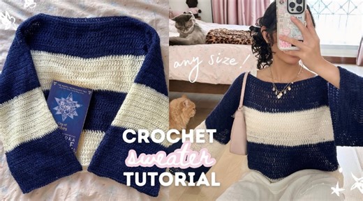 Learn to crochet a custom-fit striped sweater from scratch