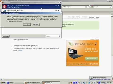 Download and install ftp client Filezilla for Windows (XP and up)