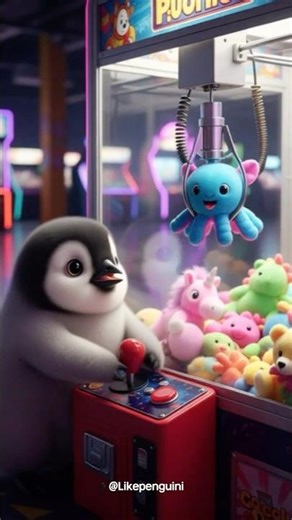 This Penguin Almost Won the Claw Machine… Almost 🐧🎮 #penguin #cute #pets #funny