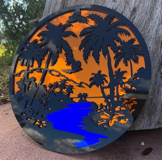 Mirrored Acrylic Beach Sunset Sign - Etsy