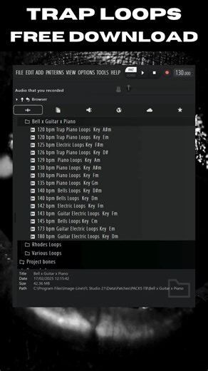 ROYALTY FREE Trap Loop Kit/Sample Pack | (Bell, Guitar, Piano Melodies) 15 free loops/samples in various style melodies 100% ROYALTY FREE Key and BPM labeled. Compatible with any DAW Stems not included Subscribe for more loops. Link in bio! #musicproducer #loopkits #samplepack #sampled #samplepacks #90music #hiphop #hiphopmusic
