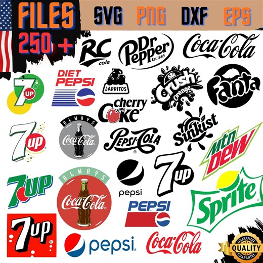 Soda Drinks Brand Logos SVG PNG Bundle, Vintage Soft Drink Files (digital Download) - Etsy