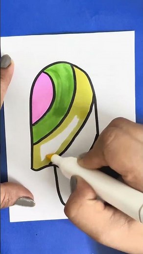 Calming asmr for classroom || ice cream drawing with colour || how to make ice cream drawing