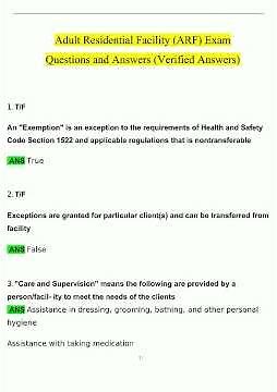 Adult Residential Facility ARF Exam Questions and Answers 2025 2026 Verified Answers v1 video