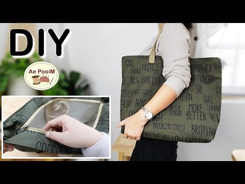 Large Tote Bag with Zipper top | No Lining