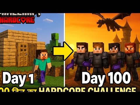 Minecraft Hardcore 100 Days Survival Challenge with 4 Players | Day 1 to Day 100