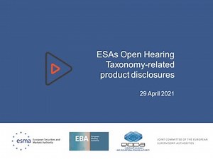 ESAs public hearing on Taxonomy-related product disclosures