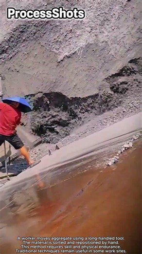 Traditional Aggregate Handling Method Still Used on Construction Sites #process #woker