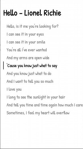 Hello - Lionel Richie #lyrics