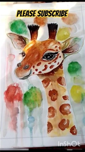 cute giraffe watercolor painting tutorial 🦒#watercolorpainting #viralshorts #shorts #youtubeshorts