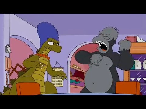 Godzilla (Marge) Vs King Kong (Homero) Los Simpson