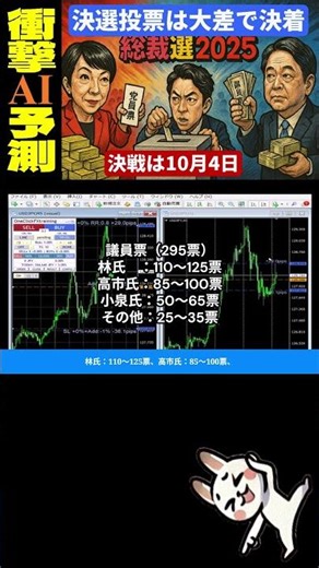 😵1回目投票の予測（党員票＋議員票）：AI衝撃予測！自民党総裁選、決選投票は驚愕の大差で決着。次期総理は誰だ！#総裁選2025 #議員票 #AI予測