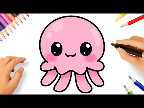 HOW TO DRAW A CUTE JELLYFISH EASY 💗