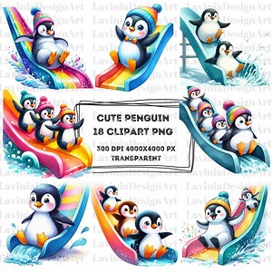 Penguin Clipart | Penguin Sliding Down the Slide | Penguins Bundle | Penguis PNG | Digital Download | Penguin - Etsy