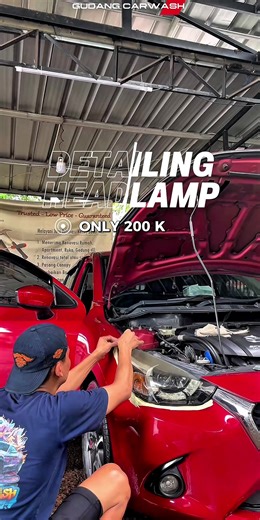 detailing headlamp solusi buat kalian yang punya keluhan lampu mobil nya kuning dan kusam ya guys ! yuk bawa kemari! kita bikin bening dan kinclong lagi guys yaa Only 200 K sudah include Cuci Body Semir ban Vacum Detailing lampu #detailing #carwash #steam #lamp #fyp