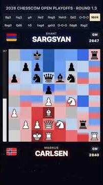 Carlsen vs Sargsyan | 2026 Chesscom Open Playoffs R1.3 #Shorts