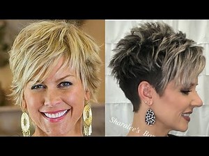 Very fine thick messy short pixie haircut style ideas/Pixie bob haircuts designs for women's over 50