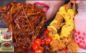 【Lychee】炸酱面、KFC炸鸡条、草莓珍珠奶茶~