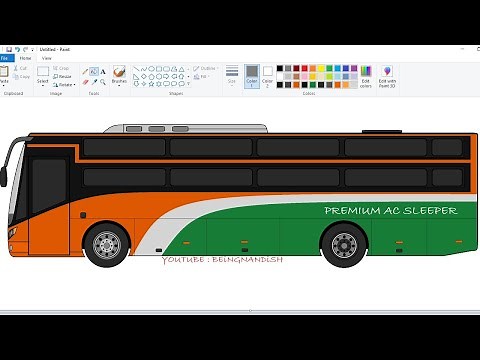 Drawing Sleeper Bus on computer using Ms Paint in easy steps | Bus drawing easily | How to draw Bus.