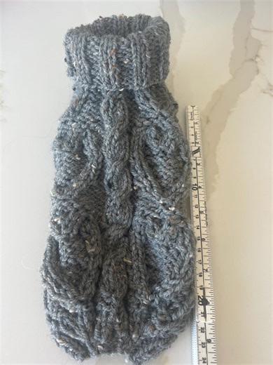 10 Inch Hand Knit Dog Sweater, Grey Wool Blend, Cable Jumper, Small Dog Apparel - Etsy