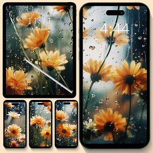 Spring Rain Wallpaper I iPhone Floral Background Lockscreen | Aesthetic Phone Background for Spring Elegant iPhone Android iPad White Flower - Etsy UK