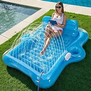 Inflatable Tanning Pool Lounger Float, Pool Floats Adult with Automatic Spray Cooling, 5 in 1 Suntan Tub Raft Floatie, Sunbathing Bed Lounge for Pool Party Yard Tanning Summer Gift