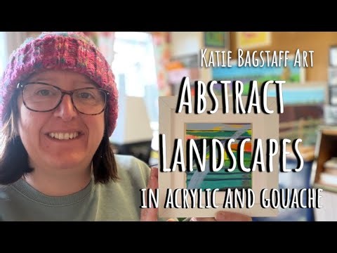 Painting 4 Mini Abstract Landscapes. Acrylic & Gouache Liquitex, System 3, Golden + Holbein