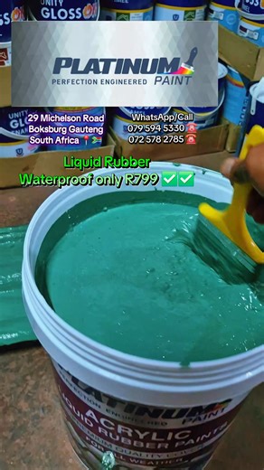 🌧Platinum Paints Liquid Rubber Waterproof🌦 ******* R799 for 20 litres****** All colours ***** Contact us on 072 578 2785 ☎️ 079 594 5330 ☎️ LOCATIONS🇿🇦✅📍 - 29 Michelson Road Boksburg Gauteng 📍 - 118 President Mbeki street Rustenburg Central North West 📍 - 10 Jorissen Street Polokwane central 📍 -50 West Riding Row Sherwood KwaZulu-Natal 📍 - 25 Booysens Road Johannesburg South 📍 - 427 Van Der Hoff Road Pretoria Central Gauteng📍 * Liquid Rubber - Black * Liquid Rubber - Terracotta * Liqu