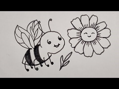 Honeybee 🐝drawing,easy honeybee drawing, honeybee drawing for kids, step by step honeybee drawing