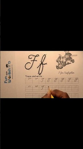Capital Letter F | Cursive Handwriting Shorts | Easy tutorial| Free Worksheet| Funwithworksheets.com