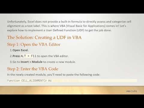 How to Determine Text Alignment in Excel: Use VBA to Identify Left, Center, and Right Alignments