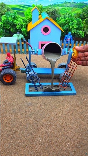 😱 Real Working Mini Tractor Making Cement Pillar | Amazing DIY Construction Machine 🚜 #shorts