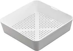 8.5-inch Floor Sink Drain Cover Alternative, Square Drain Basket for Restaurants, Use Below 3 Compartment Sink. Sink Strainer with 0.19-inch Holes, Versatile Plastic Drain Screen Basket