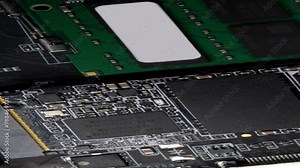 This video provides a detailed view of a motherboard and all its components up close.