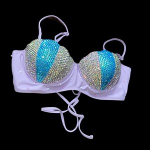 Mermaid Shell Bikini Bra Top In Lilac Purple Sparkly Bling Size M New