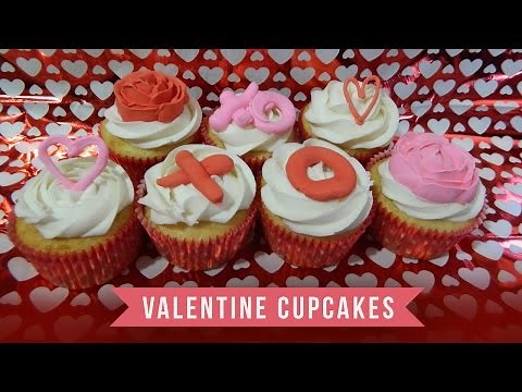 Valentine's Day Cupcakes Using Royal Icing Decorations. Tasty Delights.